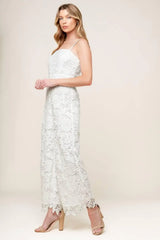 JUST ENOUGH OFF WHITE WOVEN LACE JUMPSUIT - Flying Tomato - Flyclothing LLC