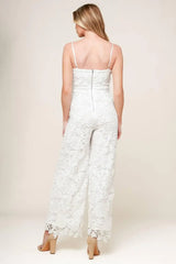 JUST ENOUGH OFF WHITE WOVEN LACE JUMPSUIT - Flying Tomato - Flyclothing LLC