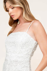 JUST ENOUGH OFF WHITE WOVEN LACE JUMPSUIT - Flying Tomato - Flyclothing LLC