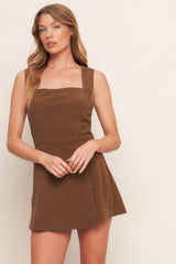 BROWN CODE CORDUROY ROMPER - Flying Tomato - Flyclothing LLC