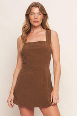 BROWN CODE CORDUROY ROMPER - Flying Tomato - Flyclothing LLC
