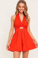 PLUM EMBRACE RED WOVEN ROMPER - Flying Tomato - Flyclothing LLC