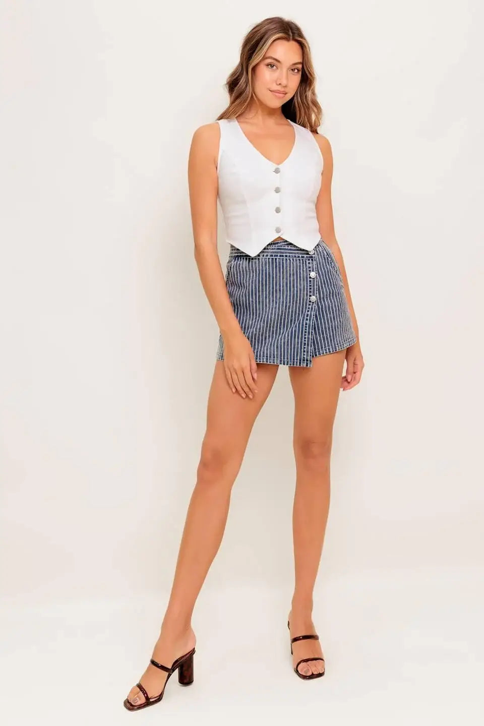 OCEAN BLISS DENIM SKORT - Flying Tomato - Flyclothing LLC