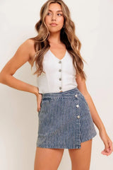 OCEAN BLISS DENIM SKORT - Flying Tomato - Flyclothing LLC