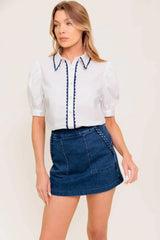 MOONLIGHT EMBRACE MEDIUM INDIGO DENIM SKORT - Flying Tomato - Flyclothing LLC