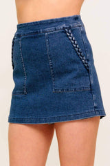 MOONLIGHT EMBRACE MEDIUM INDIGO DENIM SKORT - Flying Tomato - Flyclothing LLC