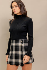 FRENCH BELL WOVEN PLAID SKORT - Flying Tomato - Flyclothing LLC