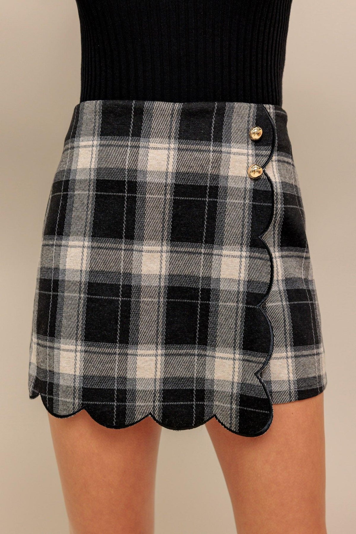 FRENCH BELL WOVEN PLAID SKORT - Flying Tomato - Flyclothing LLC