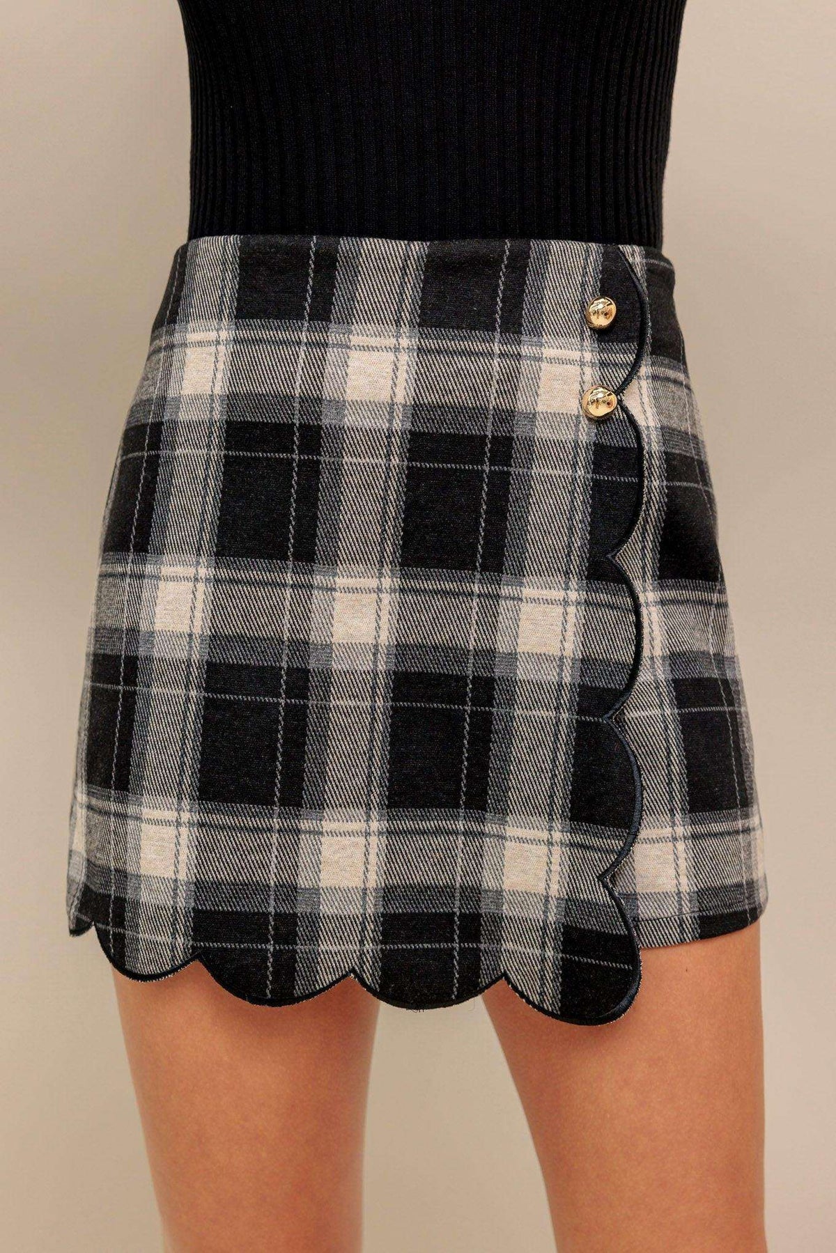 FRENCH BELL WOVEN PLAID SKORT - Flying Tomato - Flyclothing LLC