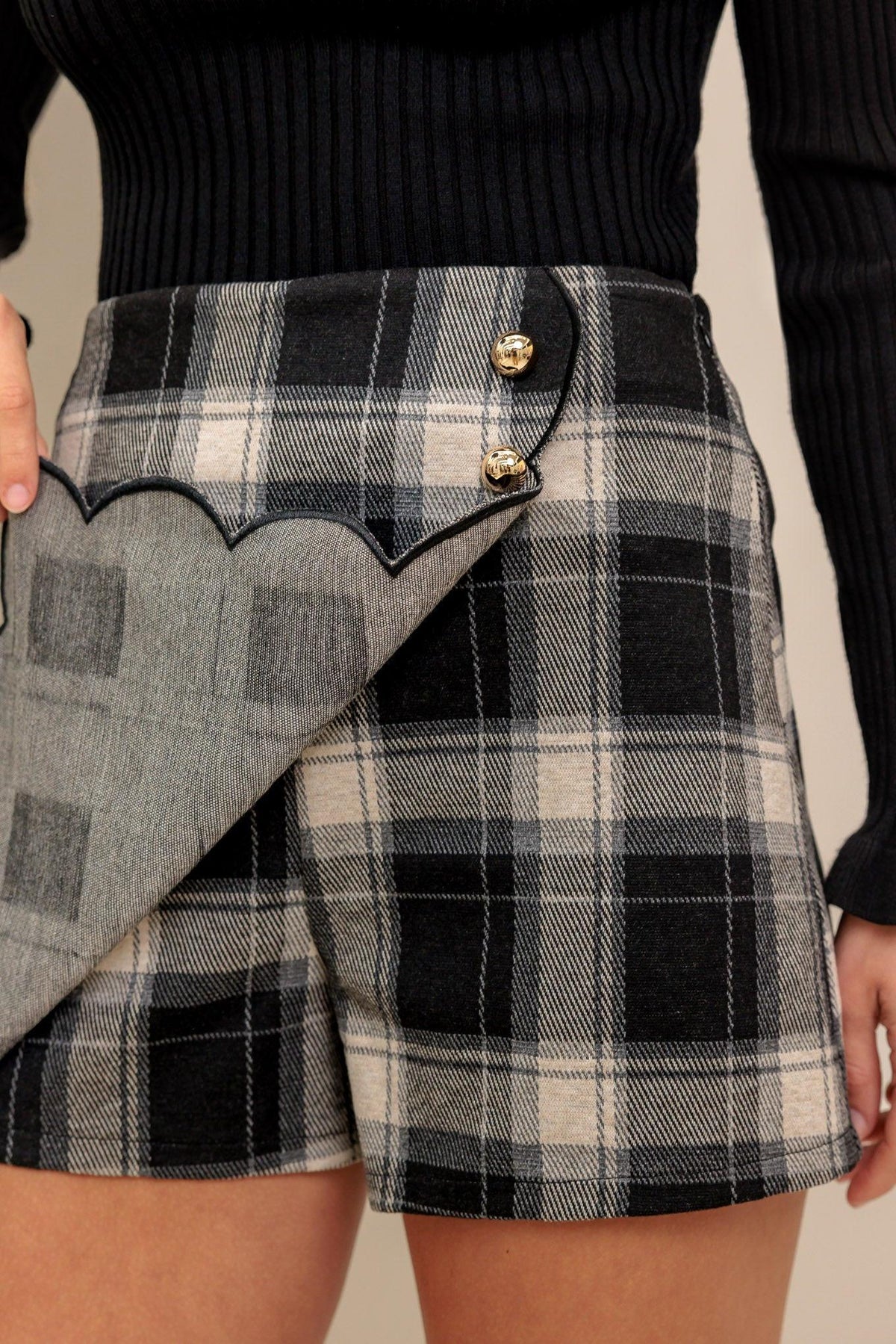 FRENCH BELL WOVEN PLAID SKORT - Flying Tomato - Flyclothing LLC
