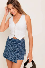 URBAN ROAR MEDIUM INDIGO DENIM SKORT - Flying Tomato - Flyclothing LLC