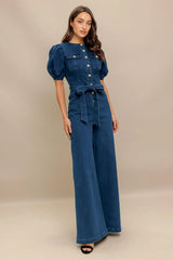 UTILITY QUEEN DENIM JUMPSUIT - Flying Tomato - Flyclothing LLC
