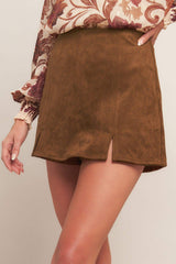 AUTUMN STARLET FAUX SUEDE SKORT - Flying Tomato - Flyclothing LLC