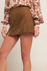 AUTUMN STARLET FAUX SUEDE SKORT - Flying Tomato - Flyclothing LLC