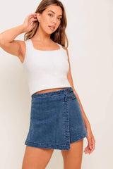 WILD BLUE MORNINGS DENIM SKORT - Flying Tomato - Flyclothing LLC