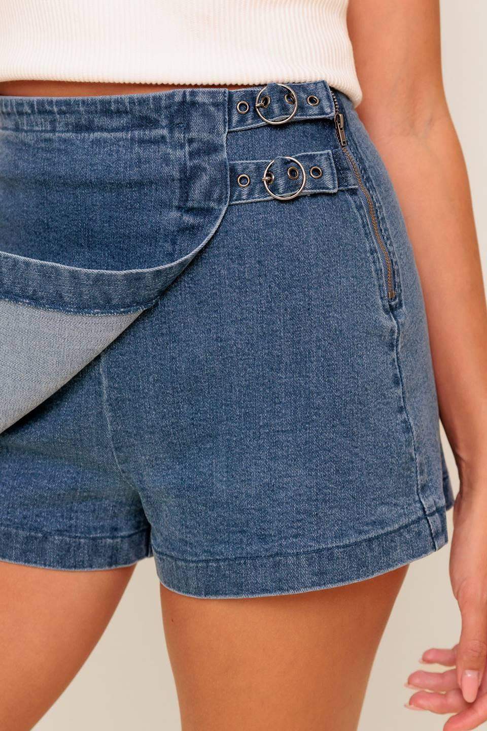 WILD BLUE MORNINGS DENIM SKORT - Flying Tomato - Flyclothing LLC