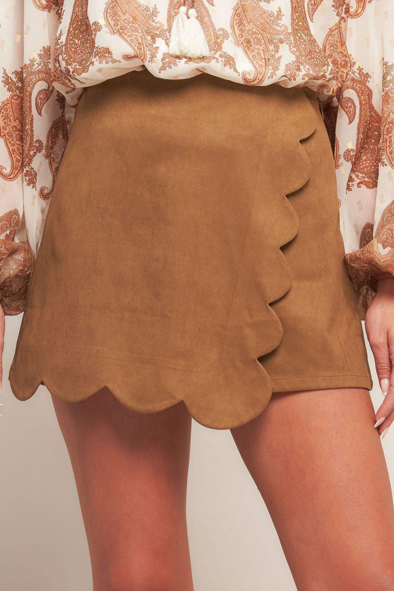 DESERT FLOWER FAUX SUEDE SKORT - Flying Tomato - Flyclothing LLC