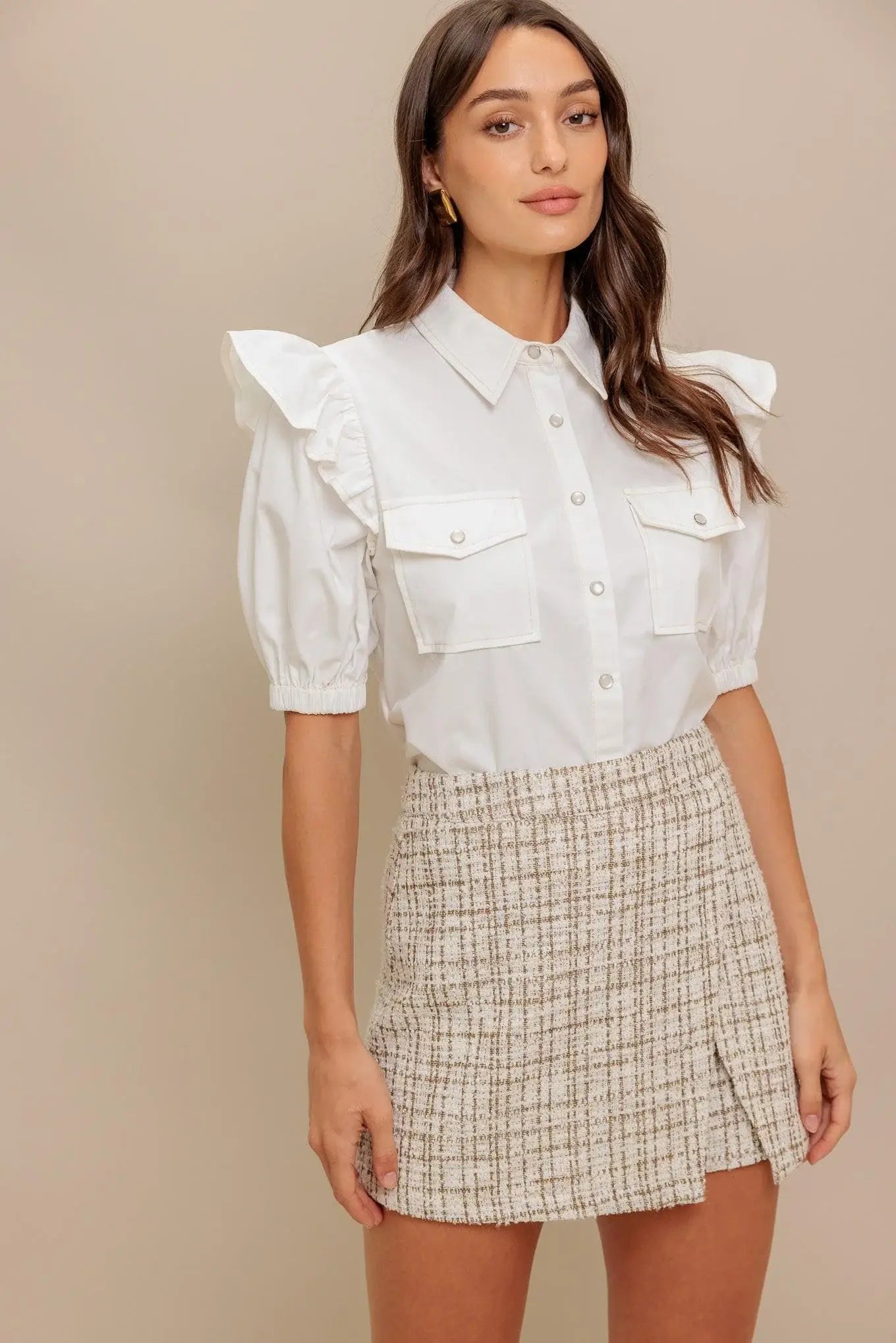 MODERN BALANCE WOVEN TWEED SKORT - Flying Tomato - Flyclothing LLC
