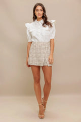 MODERN BALANCE WOVEN TWEED SKORT - Flying Tomato - Flyclothing LLC
