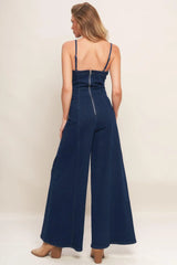 TRENDSETTING MEDIUM INDIGO DENIM JUMPSUIT - Flying Tomato - Flyclothing LLC