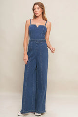 EXPERT SWEETNESS MEDIUM INDIGO DENIM JUMPSUIT - Flying Tomato - Flyclothing LLC