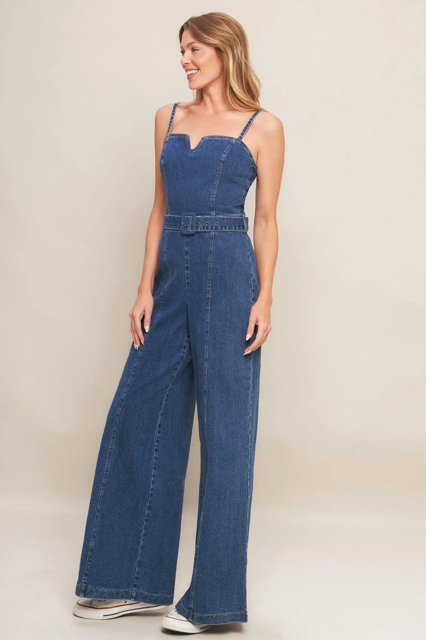 EXPERT SWEETNESS MEDIUM INDIGO DENIM JUMPSUIT - Flying Tomato - Flyclothing LLC