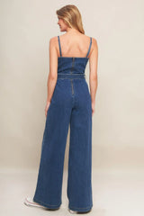 EXPERT SWEETNESS MEDIUM INDIGO DENIM JUMPSUIT - Flying Tomato - Flyclothing LLC