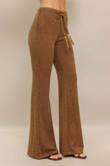 FLARE TOUCH SOLID KNIT PANTS - Flying Tomato - Flyclothing LLC