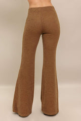 FLARE TOUCH SOLID KNIT PANTS - Flying Tomato - Flyclothing LLC