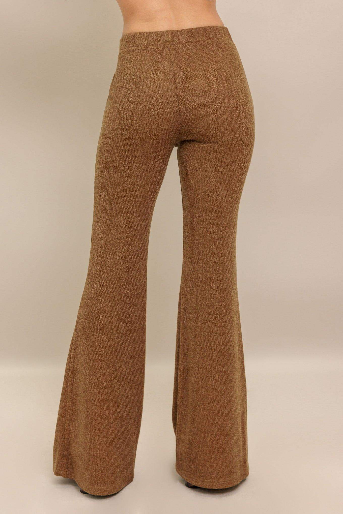 FLARE TOUCH SOLID KNIT PANTS - Flying Tomato - Flyclothing LLC