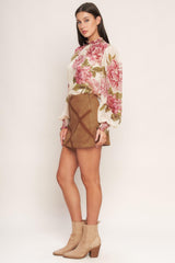 TERRA PATCH FAUX SUEDE SKORT - Flying Tomato - Flyclothing LLC