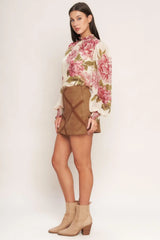 TERRA PATCH FAUX SUEDE SKORT - Flying Tomato - Flyclothing LLC