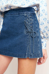 CITY LACE-UP DENIM SKORT - Flying Tomato - Flyclothing LLC