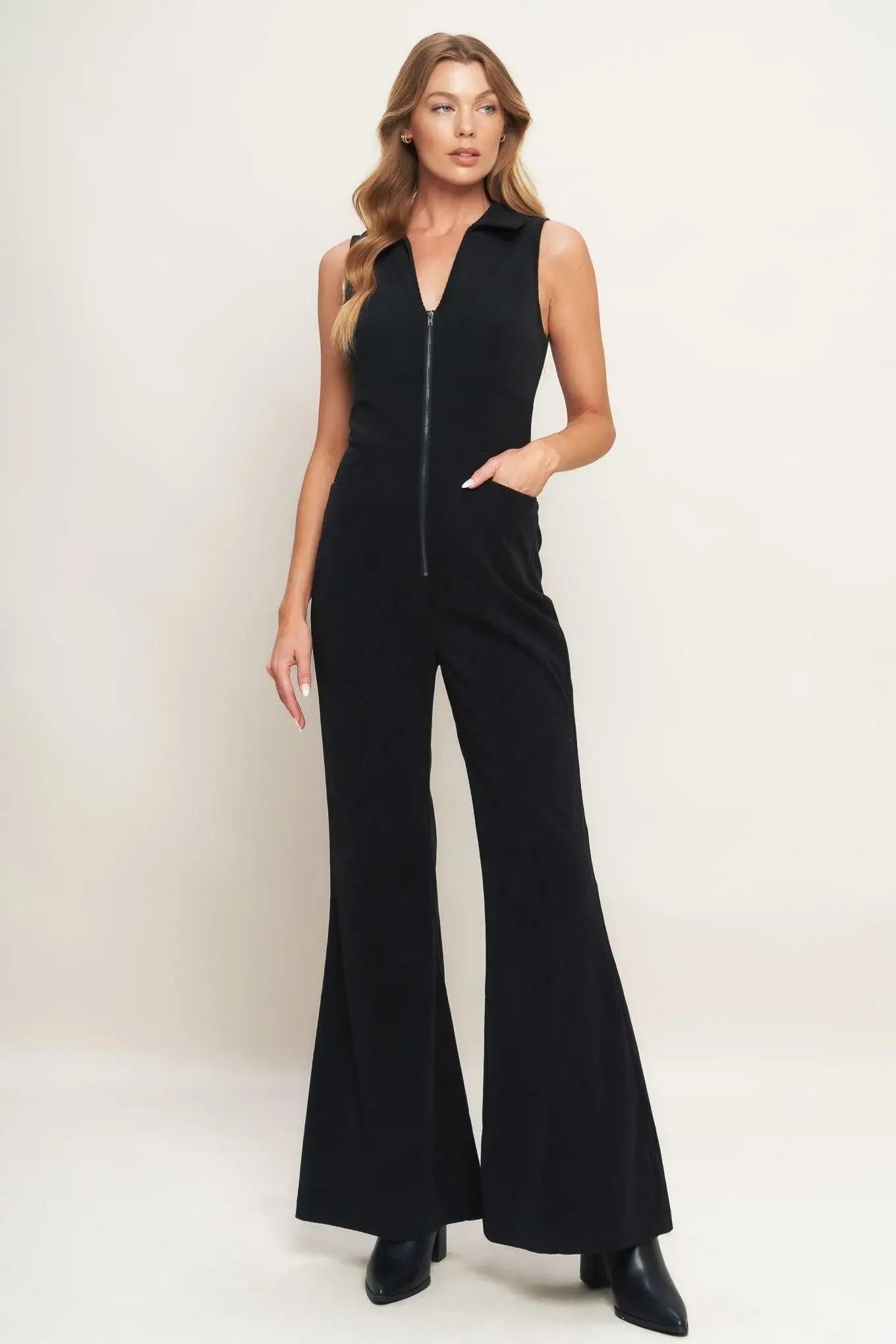 STREET ICON BLACK CORDUROY JUMPSUIT - Flying Tomato - Flyclothing LLC