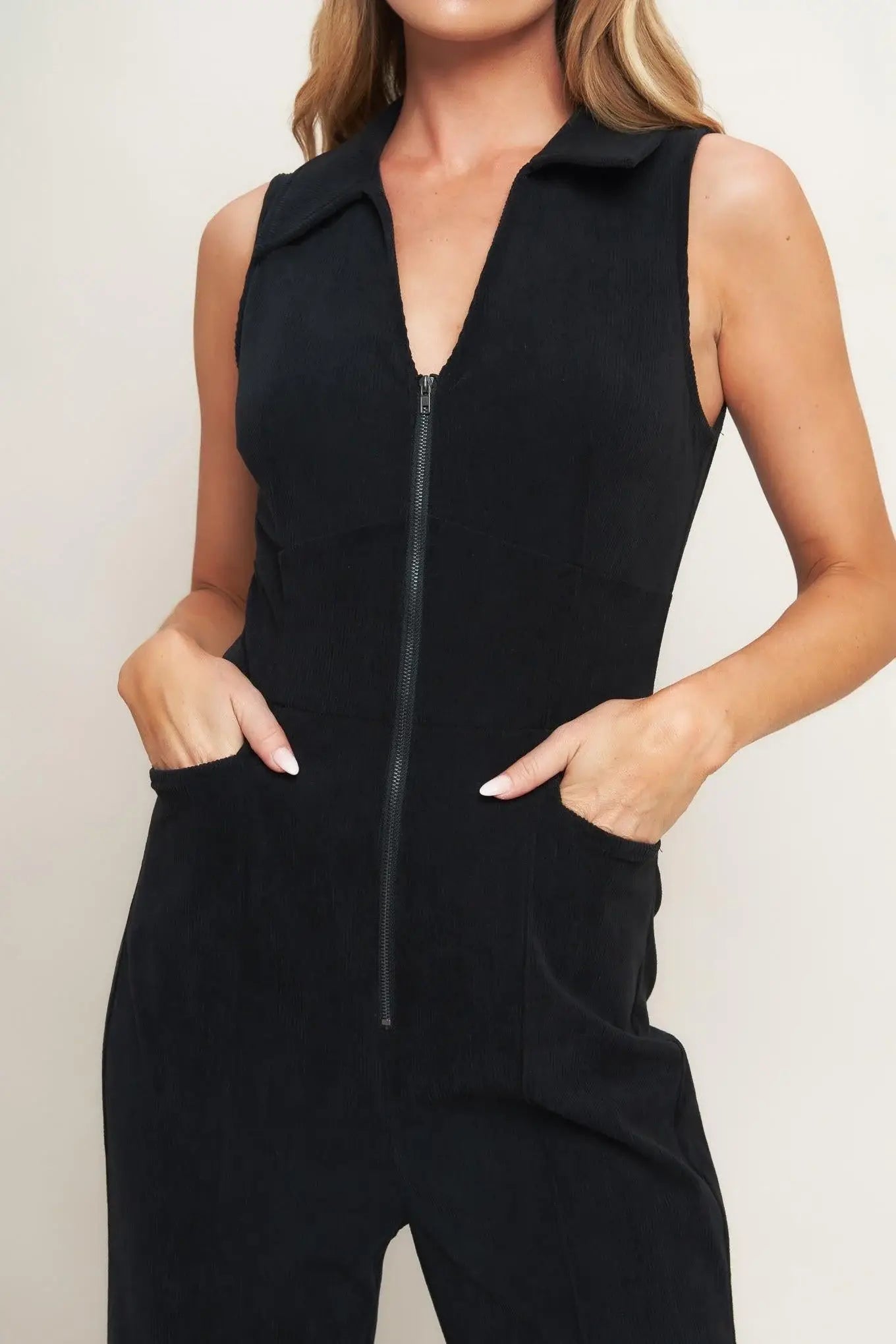 STREET ICON BLACK CORDUROY JUMPSUIT - Flying Tomato - Flyclothing LLC