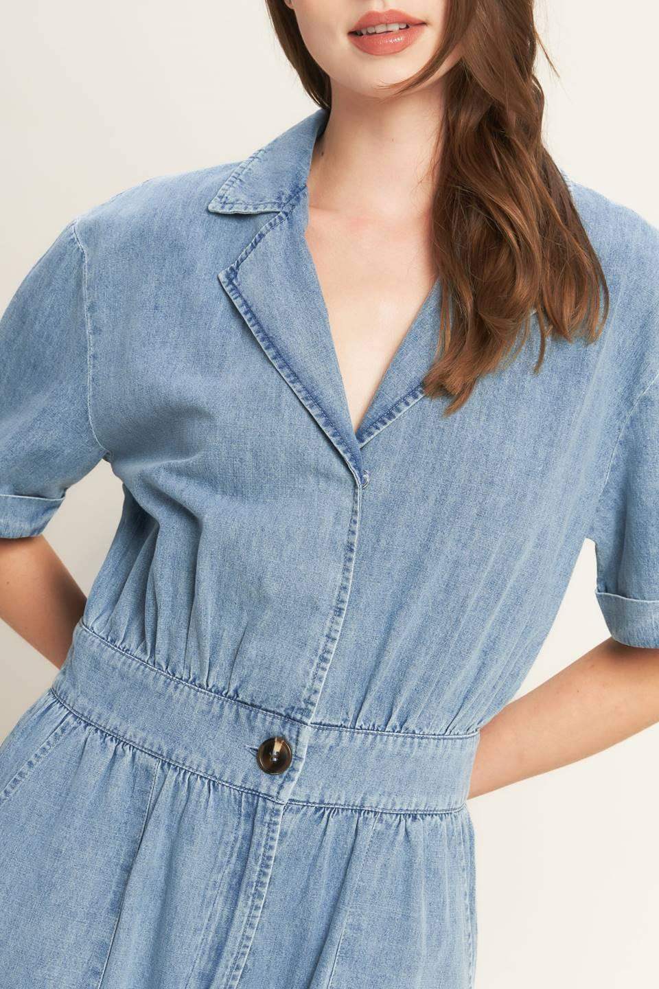 QUIET LUXURY LIGHTWEIGHT DENIM JUMPSUIT - Flying Tomato - Flyclothing LLC