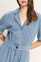 QUIET LUXURY LIGHTWEIGHT DENIM JUMPSUIT - Flying Tomato - Flyclothing LLC