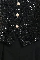 NIGHTFALL GLAM BLACK SEQUIN WIDE-LEG JUMPSUIT