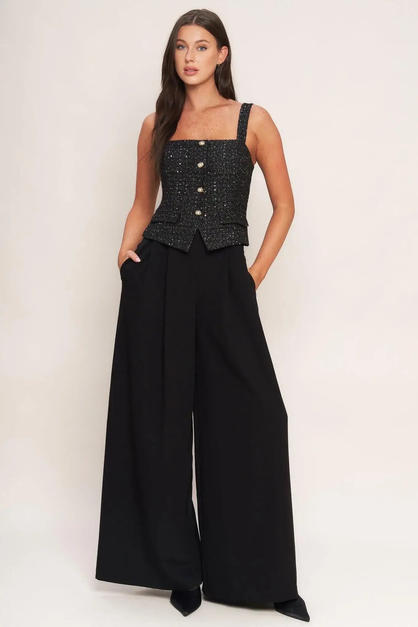 MIDNIGHT PARISIENNE WOVEN JUMPSUIT - Flying Tomato - Flyclothing LLC