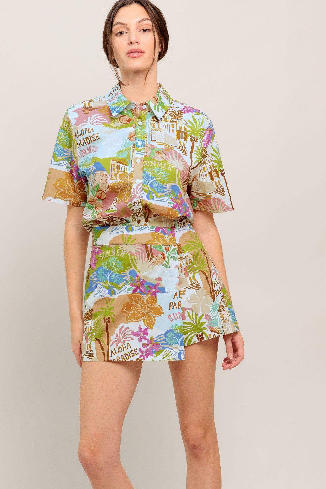 SUNSHINE GETAWAY WOVEN SKORT - Flying Tomato - Flyclothing LLC