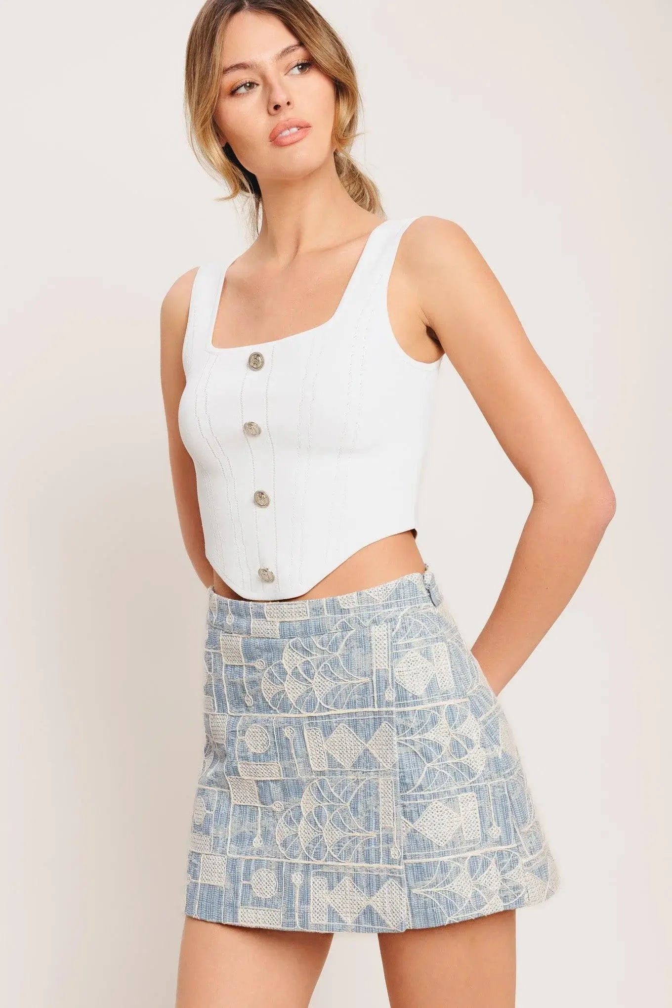 ARTISAN GRID WOVEN SKORT - Flying Tomato - Flyclothing LLC