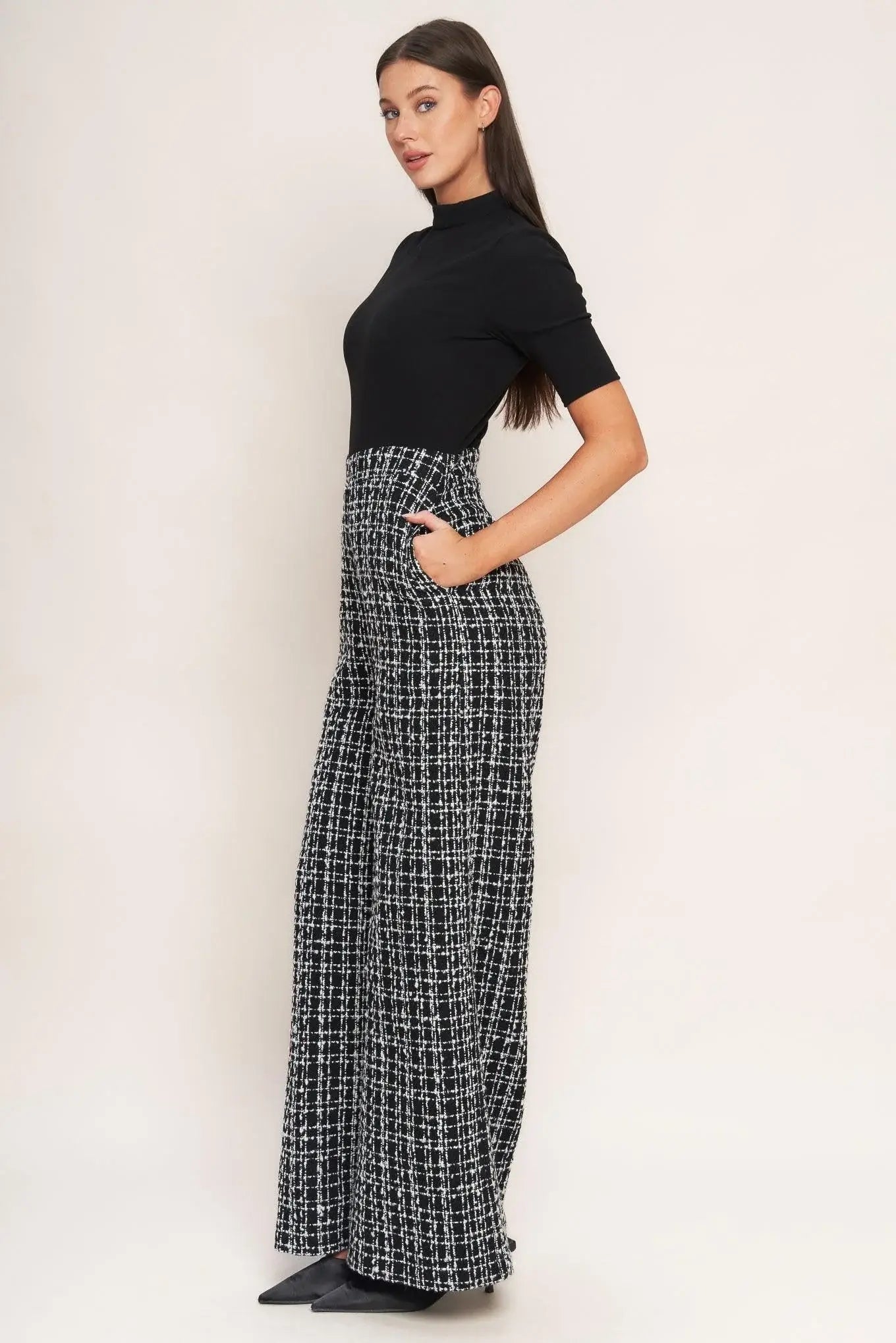 ÉCHEC PARISIEN KNIT TOP AND TWEED PANT JUMPSUIT - Flying Tomato - Flyclothing LLC