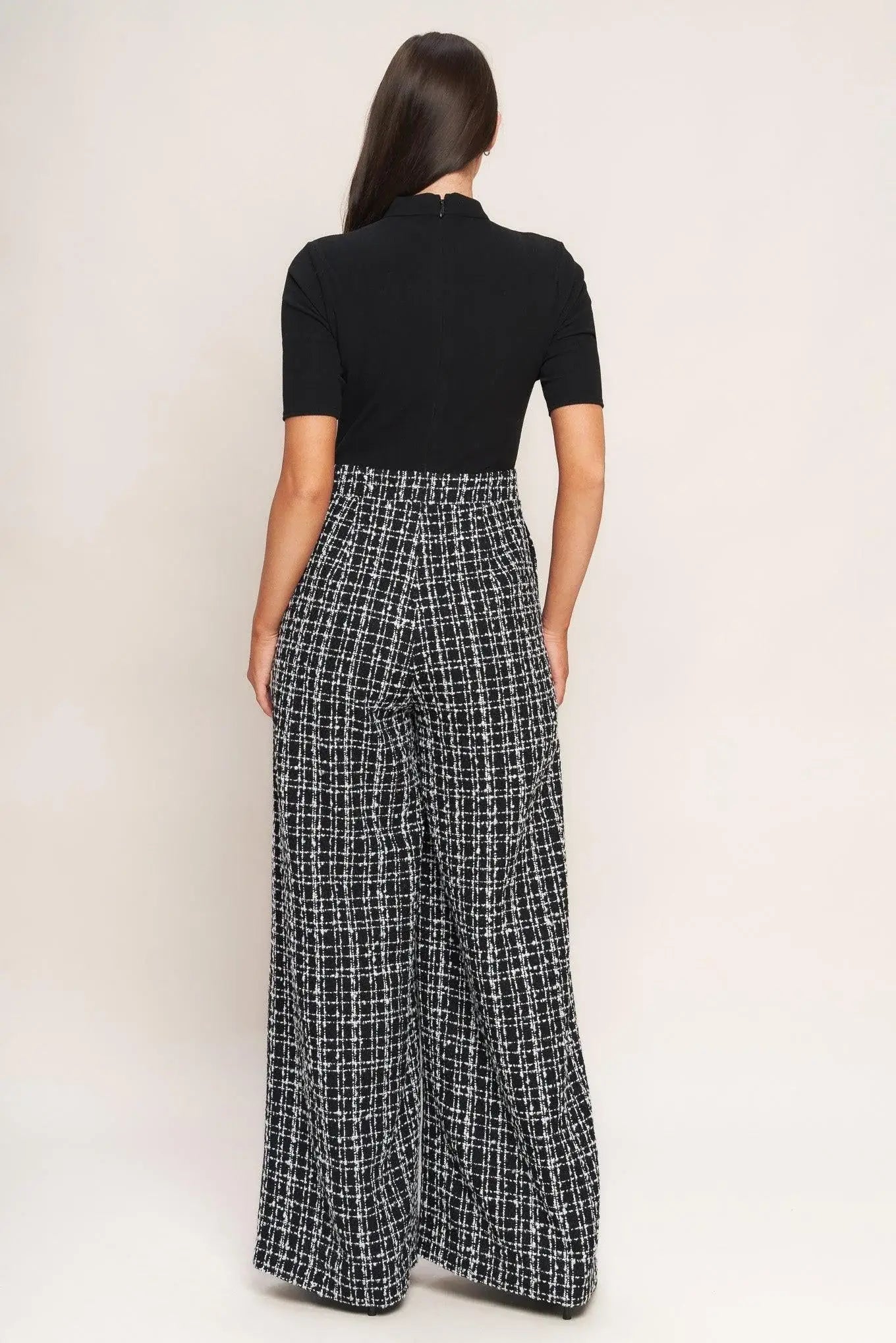 ÉCHEC PARISIEN KNIT TOP AND TWEED PANT JUMPSUIT - Flying Tomato - Flyclothing LLC