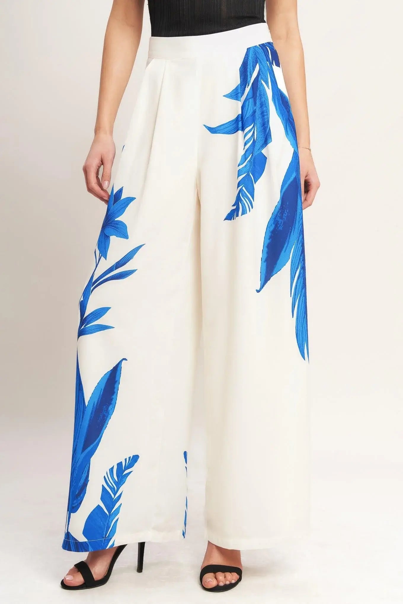 ASYMMETRICAL BOTANICAL WOVEN PANTS - Flying Tomato - Flyclothing LLC