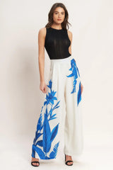 ASYMMETRICAL BOTANICAL WOVEN PANTS - Flying Tomato - Flyclothing LLC