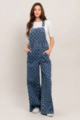 EVERYDAY POLKA OVERALL DENIM JUMPSUIT - Flying Tomato - Flyclothing LLC