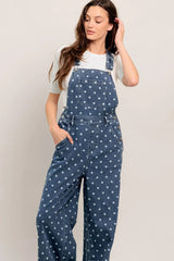 EVERYDAY POLKA OVERALL DENIM JUMPSUIT - Flying Tomato - Flyclothing LLC