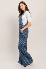 EVERYDAY POLKA OVERALL DENIM JUMPSUIT - Flying Tomato - Flyclothing LLC