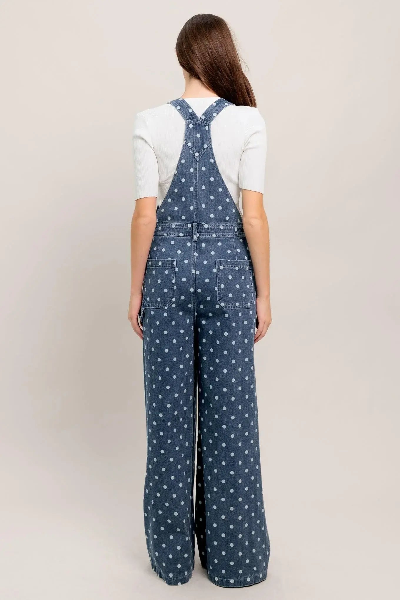 EVERYDAY POLKA OVERALL DENIM JUMPSUIT - Flying Tomato - Flyclothing LLC