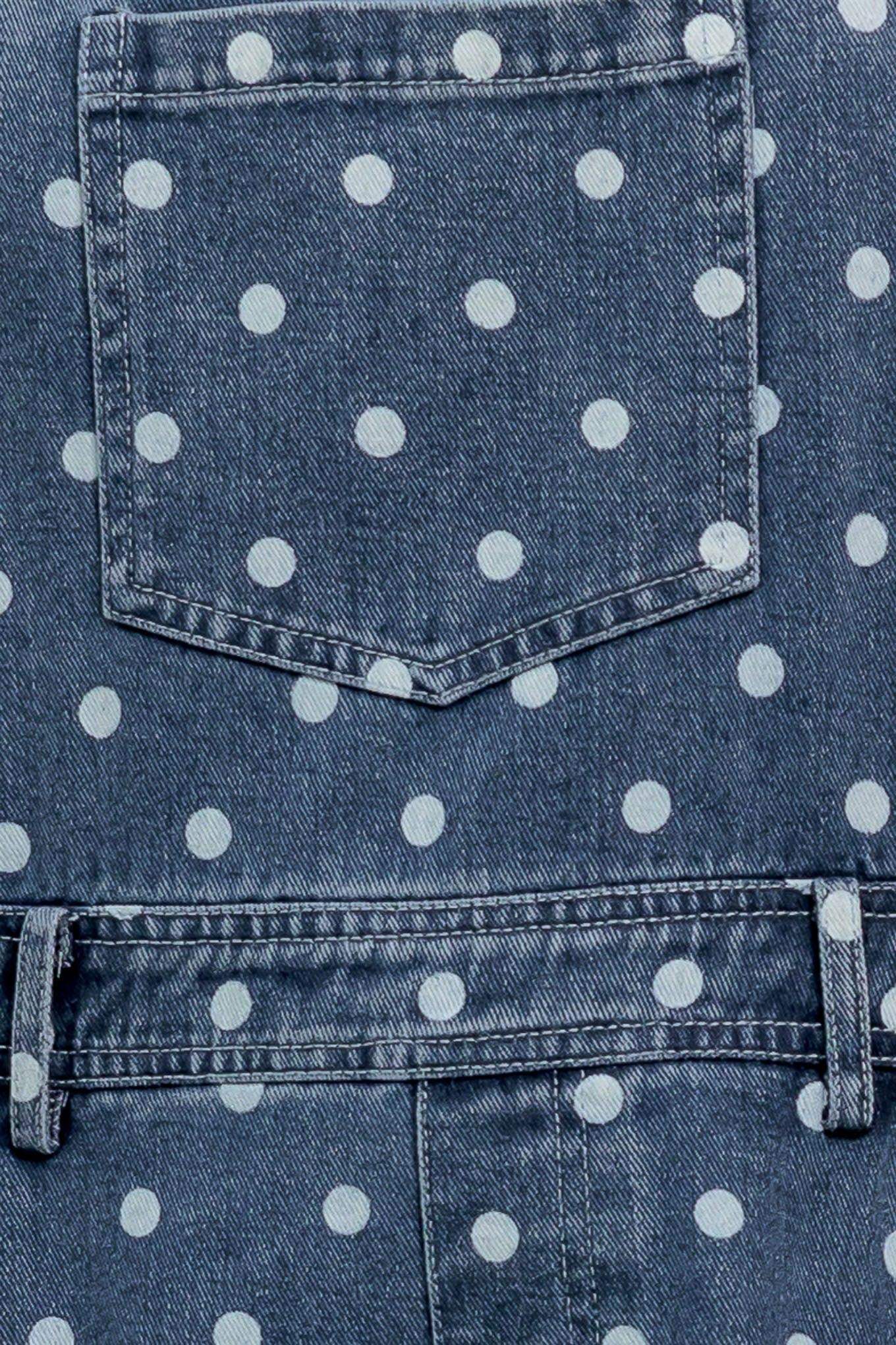 EVERYDAY POLKA OVERALL DENIM JUMPSUIT - Flying Tomato - Flyclothing LLC